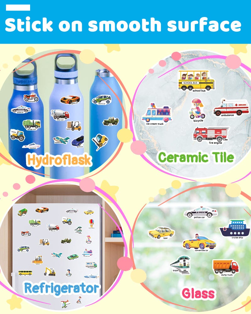 Benresive Reusable Sticker Book for Toddlers 2-4 Years, Fun Travel Stickers for Kids, Waterproof Sticker Books for Toddlers 1-3, Crafts Activities for Todddlers 1-3 2-4 3-5 - Vehicle - Image 4