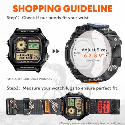 DAVILANE 18mm Military Nylon Watch Band for Casio G-Shock AE/F/W Series (AE-1200, F-91W, W-735H, DW-H5600) - Quick Release Watch Band with Swappable Patches & G-Hook Closure - Image 4