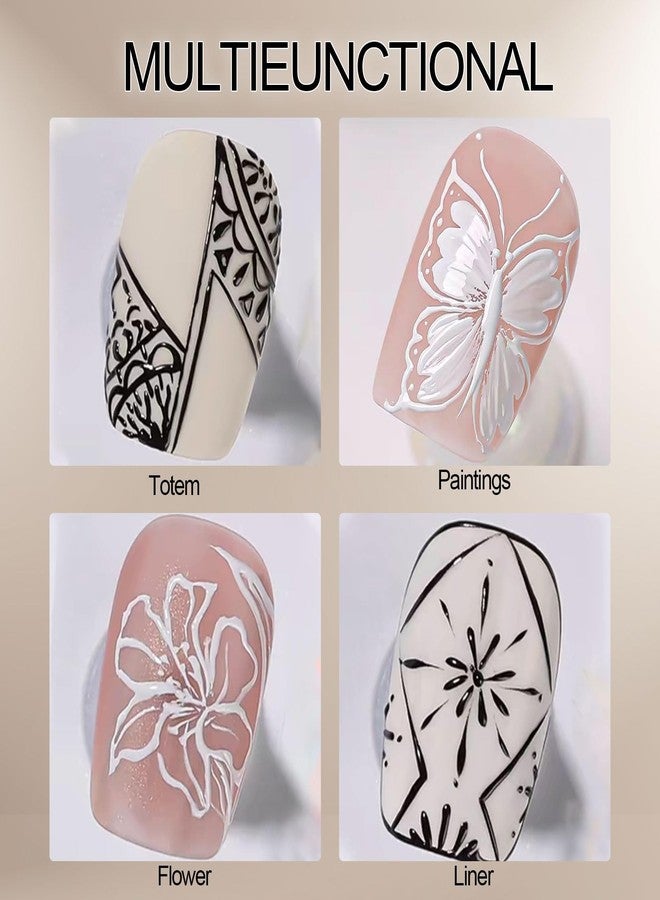 NAIL GIL NAILGIL Gel Paint for Nails Art, Black and White Painting Gel for Drawing Striper Liner Floral Nail Art Cured UV LED DIY for Salon Home DIY Manicure, 2pcs - Image 4