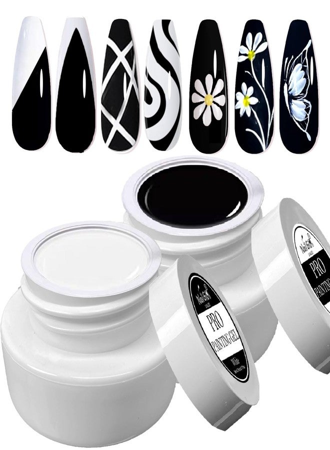 NAIL GIL NAILGIL Gel Paint for Nails Art, Black and White Painting Gel for Drawing Striper Liner Floral Nail Art Cured UV LED DIY for Salon Home DIY Manicure, 2pcs - Image 1