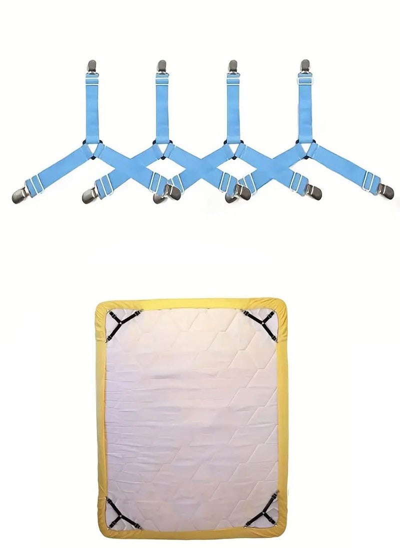 co arma Set of 4 clip holders, 3-way adjustable, elastic fasteners and suspenders for fitted sheets  - Image 1
