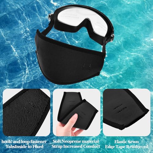 Skylety 3 Pieces Neoprene Mask Strap Cover Neoprene Diving Mask Straps Hair Protector Wrap for Dive and Snorkel Masks Water Sports (Black) - Image 4