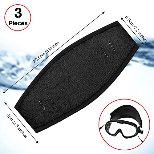 Skylety 3 Pieces Neoprene Mask Strap Cover Neoprene Diving Mask Straps Hair Protector Wrap for Dive and Snorkel Masks Water Sports (Black) - Image 2