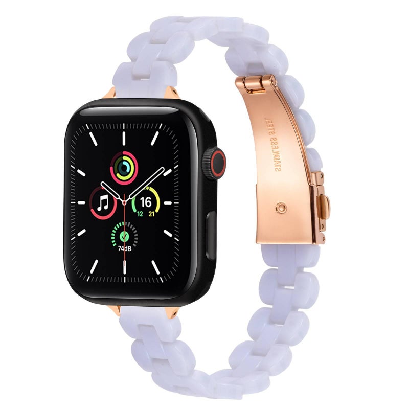 سوار ساعة ذكية سوار راتنج متوافق باللون أزرق قابل للتعديل مع Apple Watch 38/40/41/42/44/45/49mm بملاءمة قابلة للتعديل وحزام بديل - Image 1