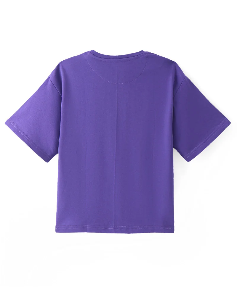 Pine Kids Pine Kids Cotton Knit Half Sleeves Text Printed T-Shirt - Purple