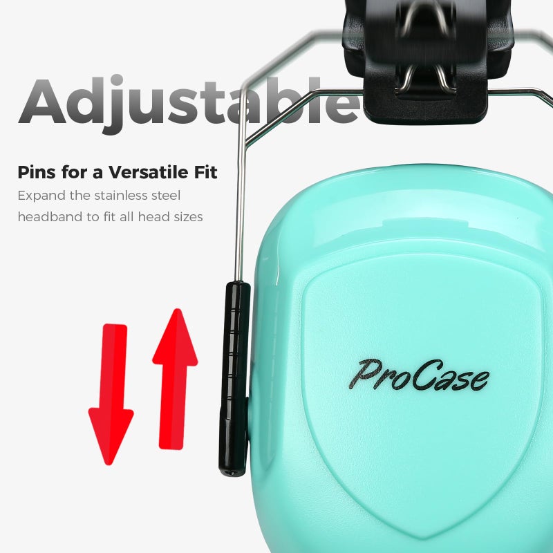 ProCase Noise Reduction Ear Muffs, Sound Proof Ear Protection, NRR 28dB Noise Cancelling Headphones for Adults Kids Autism, Hearing Protection for Mowing -Teal - Image 2