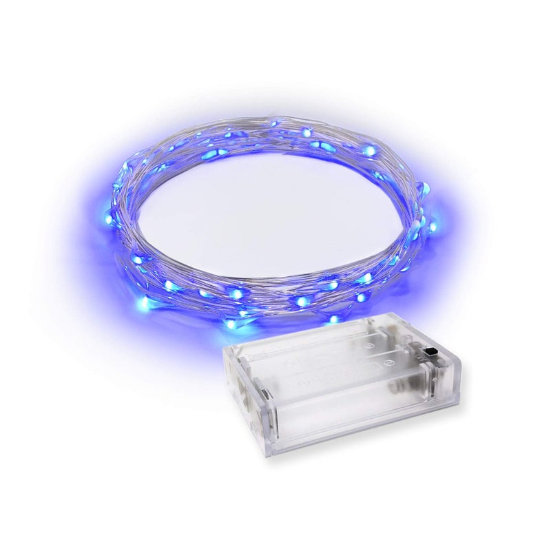 RTGS 30 LEDs Blue Color String Lights Silver Wire Indoor and Outdoor 95 Feet Firefly Starry Fairy Lights Battery Powered for DIY Christmas Holidays Party Bedroom and Centerpieces