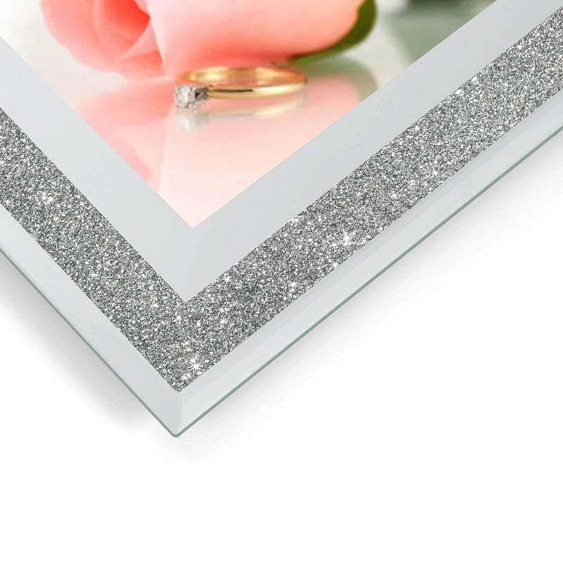 HIKWADERY 5x7 Picture Frames Silver - Set of 4  Sparkle Real Glass 5 by 7 Photo Frame Mirrored Edge Great Gift  for Tabletop or Wall Display (5 x 7  Glitter Silver) - Image 2