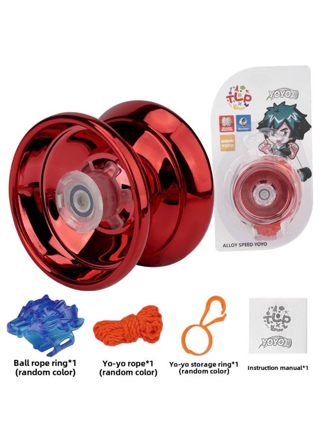 Alloy Yo-yo Light Yo-yo Automatic Sleeping Swing Dead Sleep Live Sleep Yoyoyo Ball Toy Gift Gloves-Color:Red Alloy Yo-Yo (no Light) + Hanging Ring - Image 1