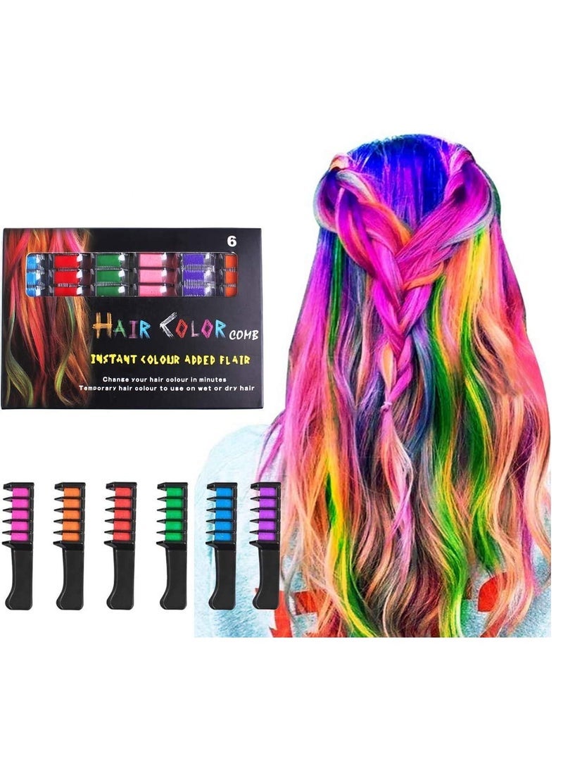 Captaintech Hair Chalk Comb6 Colors Temporary Hair Dye Marker Gifts for Girls Kids Adults for   Birthday 8 9 10 11 12 year old girl gift Party - Image 1