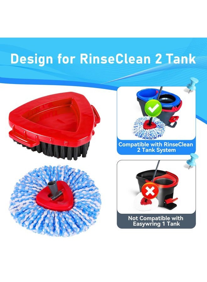 BywoBywo 7 Pack Spin Mop Head for O-Ceda RinseClean 2 Tank System, 4 Triangle Microfiber Mop Replacement Refills, 2 Upgraded Scrub Brush & Base Head Deep Clean Mop Head for Home Office Bathroom - Image 2