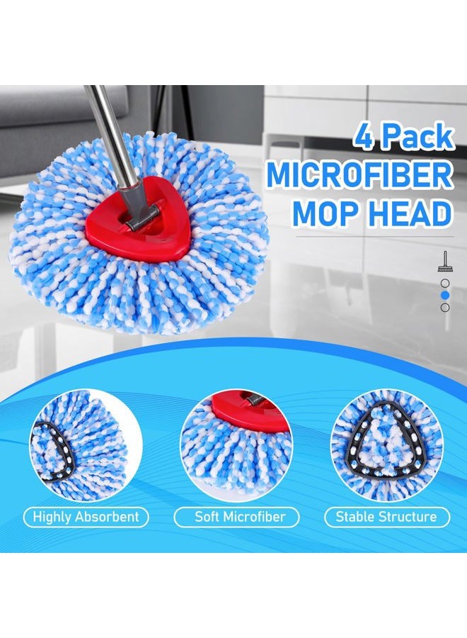 BywoBywo 7 Pack Spin Mop Head for O-Ceda RinseClean 2 Tank System, 4 Triangle Microfiber Mop Replacement Refills, 2 Upgraded Scrub Brush & Base Head Deep Clean Mop Head for Home Office Bathroom - Image 3