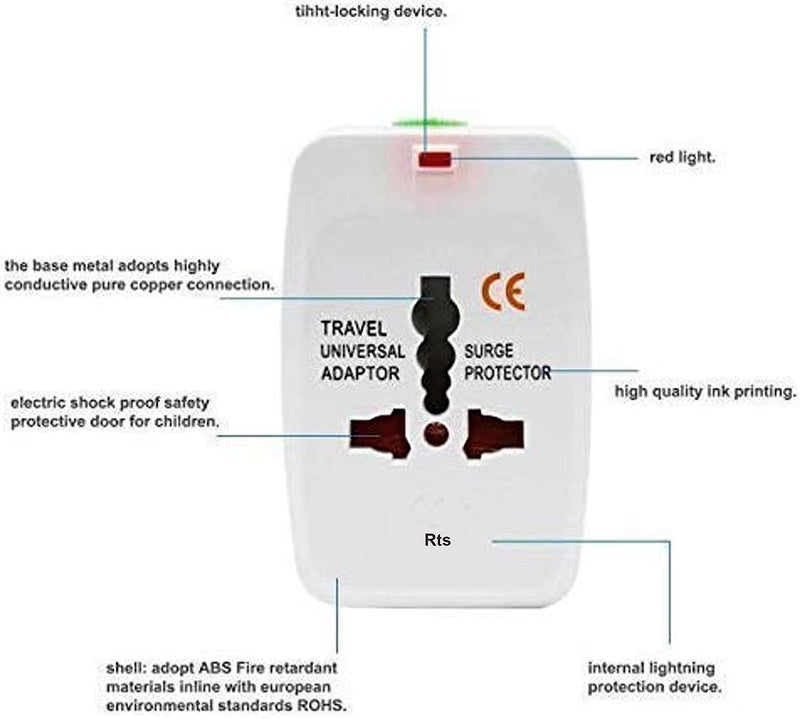 PARSPAR Worldwide Universal Power Adapter Converter Travel Multi Plug Cable with Build in Dual USB Charger for USA EU UK AUS Laptop Smartphone Charger Plug for Phone Laptop Camera Tablet - Image 4