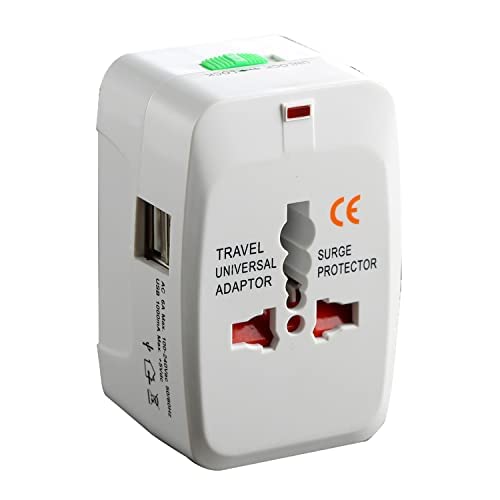 PARSPAR Worldwide Universal Power Adapter Converter Travel Multi Plug Cable with Build in Dual USB Charger for USA EU UK AUS Laptop Smartphone Charger Plug for Phone Laptop Camera Tablet - Image 1