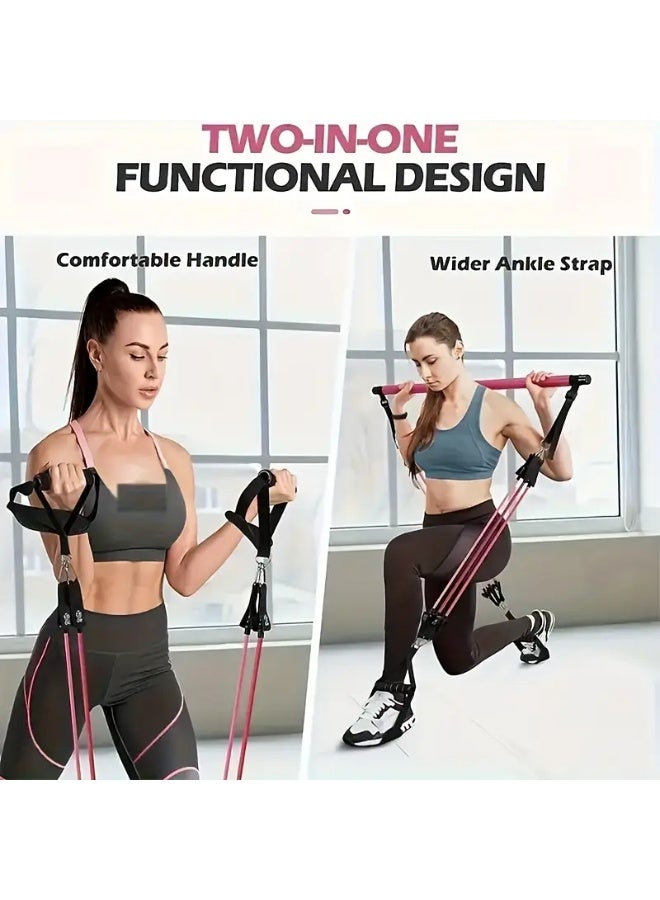 كيلا 14 قطعة من عصا بيلاتيس مع حزام شد المقاومة، دواسة لياقة بدنية متعددة الوظائف لليوجا، بيلاتيس منزلي، تدريب التمدد - Image 3