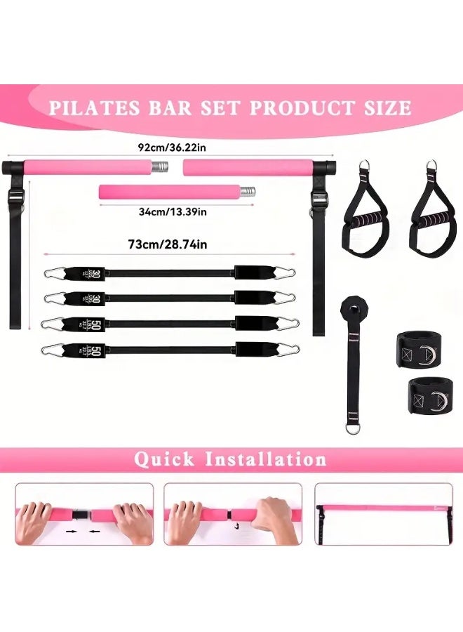 كيلا 14 قطعة من عصا بيلاتيس مع حزام شد المقاومة، دواسة لياقة بدنية متعددة الوظائف لليوجا، بيلاتيس منزلي، تدريب التمدد - Image 5