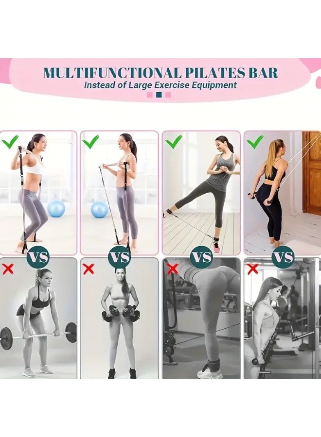 كيلا 14 قطعة من عصا بيلاتيس مع حزام شد المقاومة، دواسة لياقة بدنية متعددة الوظائف لليوجا، بيلاتيس منزلي، تدريب التمدد - Image 2