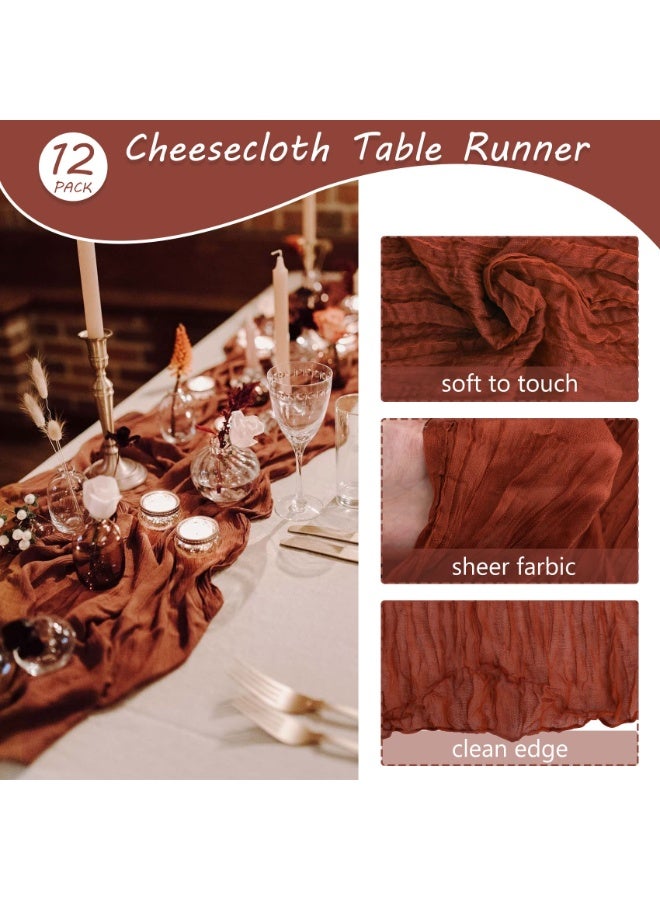 Crinkled gauze table runner, 90 x 400 cm, Bohemian style gauze table runner, for weddings, wedding parties, baby baptisms, birthday party table decorations, red - Image 5