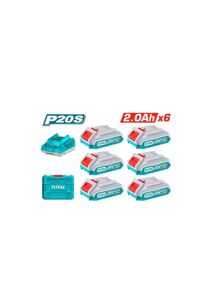 TOTAL Set of 6 2MP batteries and charger - TFBCLI20611 - Total