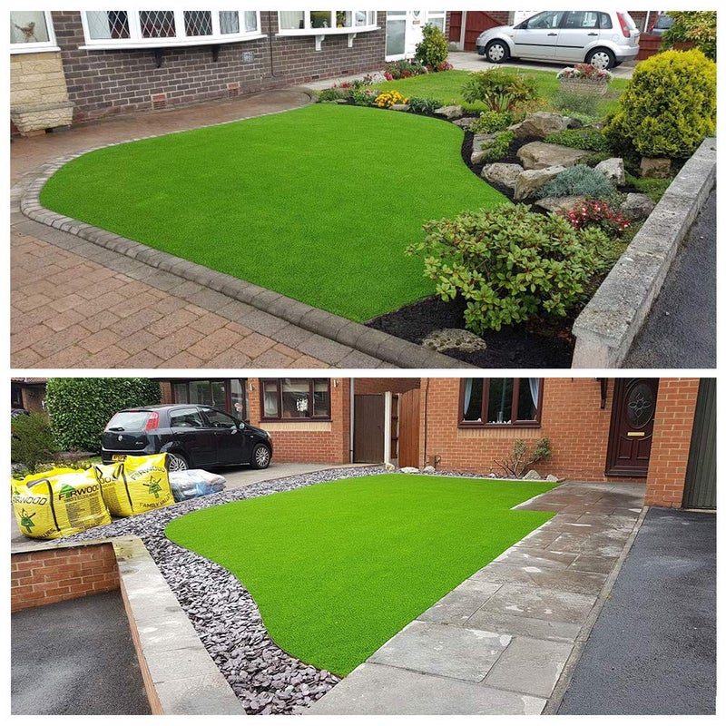 Griclner Artificial Grass Lawn Turf 4 FT x 7 FT(28 Square FT) 0.8inch Realistic Synthetic Grass Mat, Indoor Outdoor Garden Lawn Landscape for Pets,Fake Faux Grass Rug with Drainage Holes - Image 5