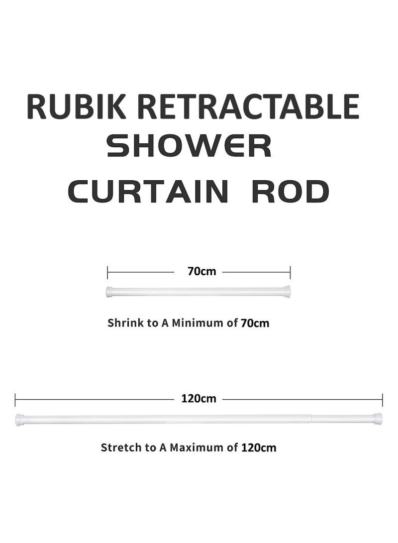 Rubik قضيب ستارة دش قابل للتعديل بسمك 70 إلى 120 سم وطول تلسكوبي قابل للتمديد بدون مثقاب لخزانة حوض الاستحمام والحمام (70 إلى 120 سم) أبيض - Image 2