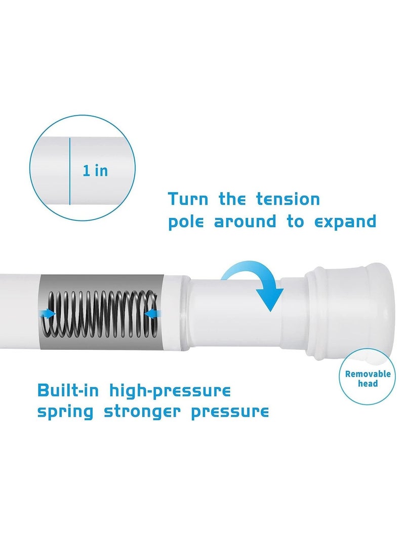 Rubik قضيب ستارة دش قابل للتعديل بسمك 70 إلى 120 سم وطول تلسكوبي قابل للتمديد بدون مثقاب لخزانة حوض الاستحمام والحمام (70 إلى 120 سم) أبيض - Image 5