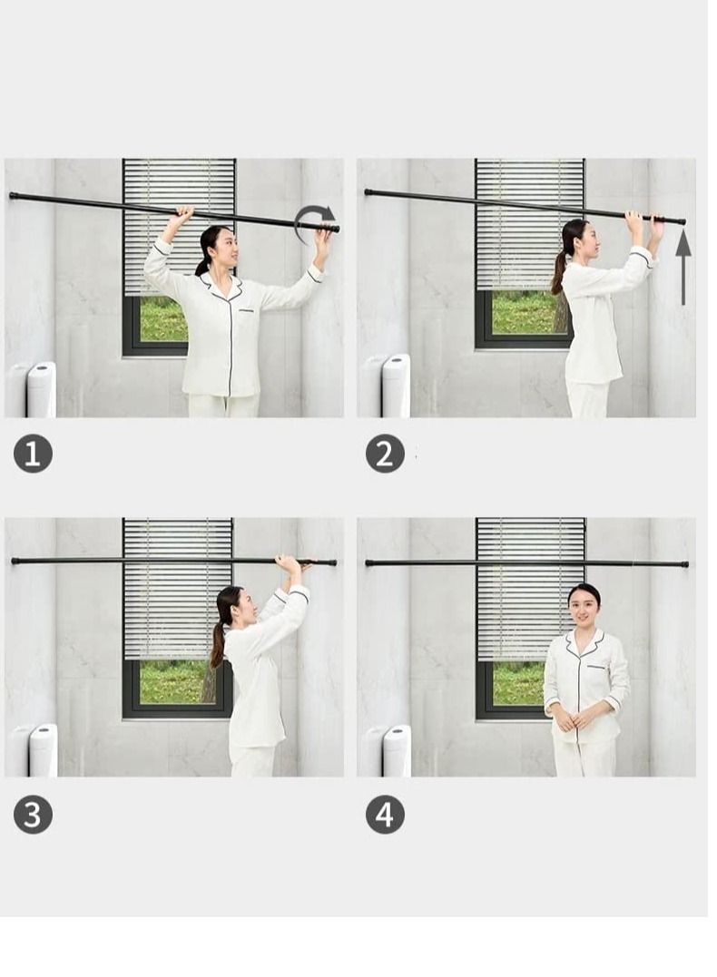 Rubik قضيب ستارة دش قابل للتعديل بسمك 70 إلى 120 سم وطول تلسكوبي قابل للتمديد بدون مثقاب لخزانة حوض الاستحمام والحمام (70 إلى 120 سم) أبيض - Image 3