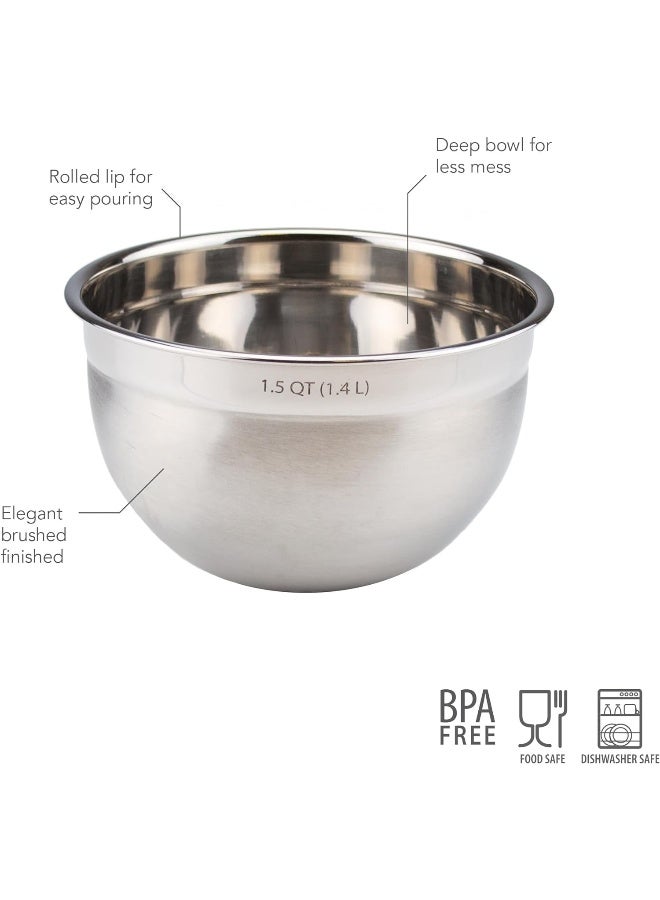 Tovolo Stainless Steel Deep Mixing Kitchen Metal Bowls for Baking & Marinating, Dishwasher-Safe, 1.5 Quart - Image 3