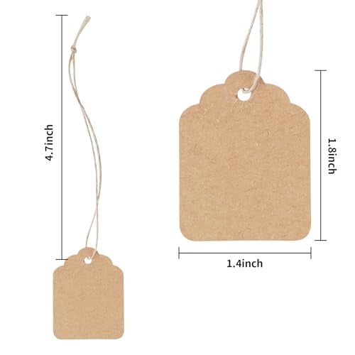 Cuttte Price Tags with String Attached - Cuttte 500PCS Kraft Paper Hang Tags for Labeling Gifts Bags Clothes Jewelry Retail Garage/Yard Sale for Pricing 1.4x1.8inch - Image 2
