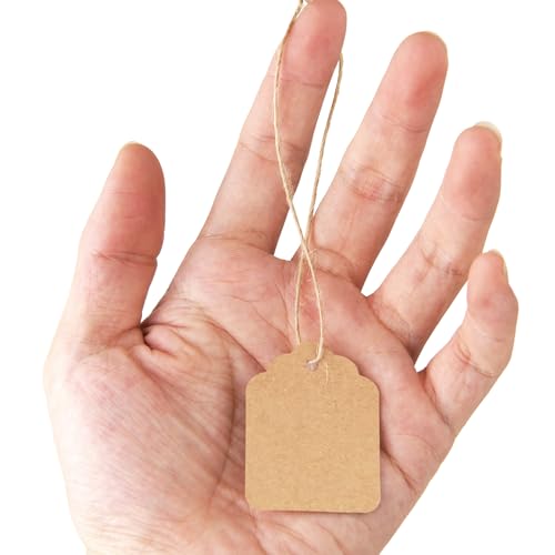 Cuttte Price Tags with String Attached - Cuttte 500PCS Kraft Paper Hang Tags for Labeling Gifts Bags Clothes Jewelry Retail Garage/Yard Sale for Pricing 1.4x1.8inch - Image 3
