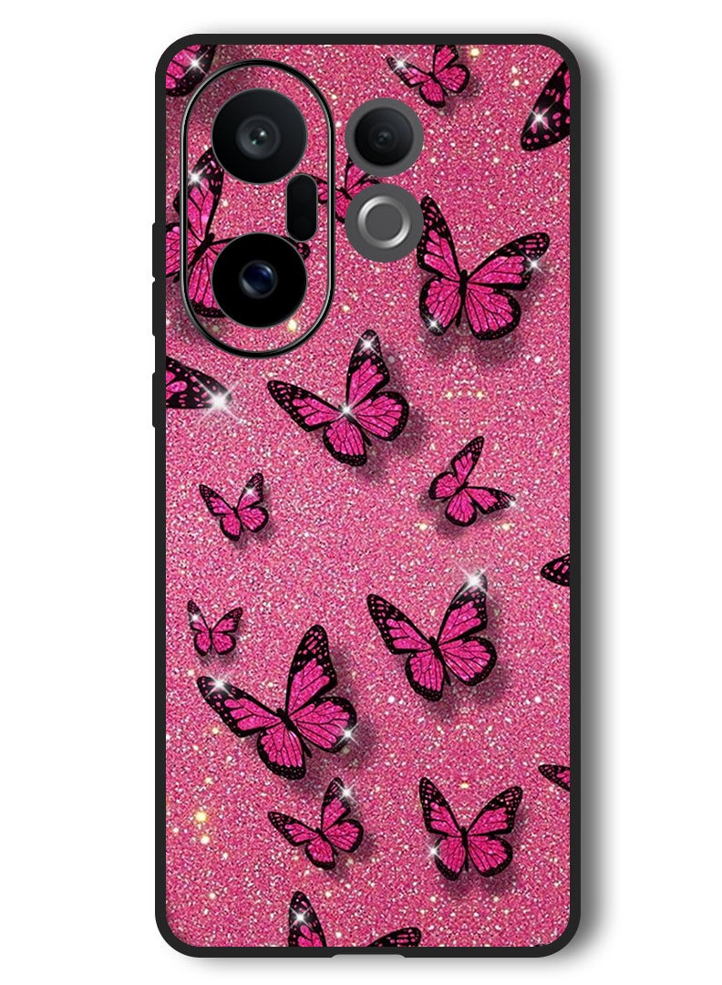 Theodor Case Compatible with Vivo X200 FE 6.31 Inch Protection Shockproof Bumper Cover Pink Butterflies - Image 1