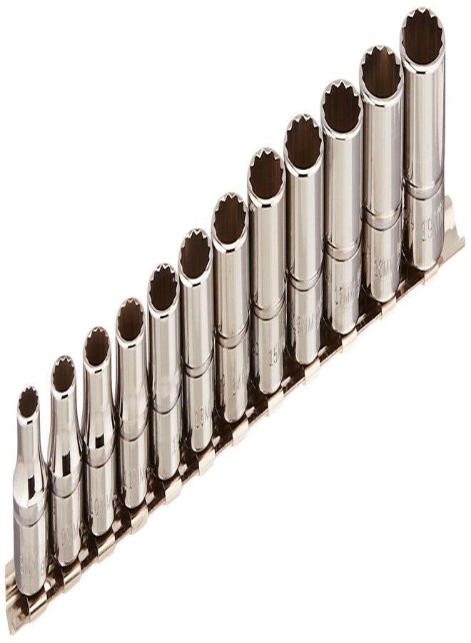 Williams JHWMSB-12RC 3/8-Inch Drive 12 Point Metric Shallow Socket Set with 12-Pieces (8mm to 19mm), High-Polished Chrome Finish - Image 1