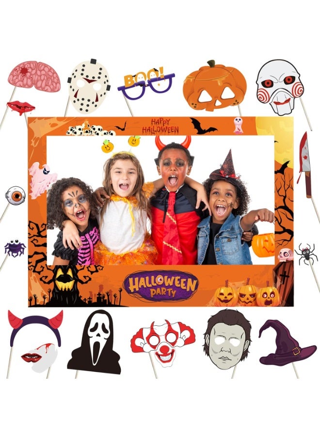 25 Pieces Halloween Photo Booth Props, Halloween Photo Frame Halloween Party Supplies for Halloween Selfie Props