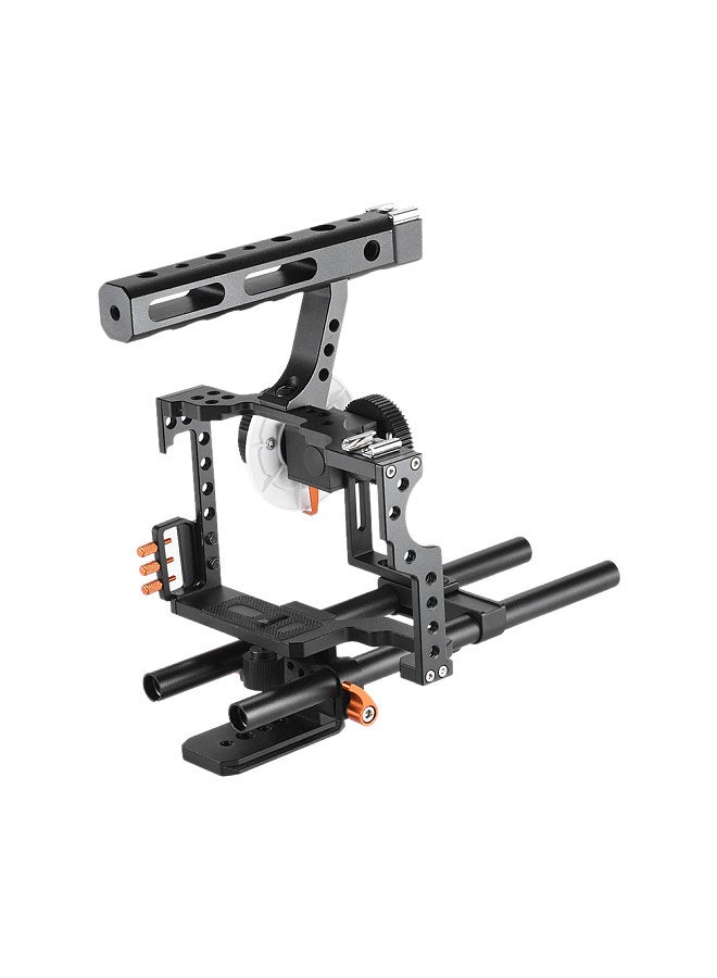 Andoer C500 Aluminum Alloy Camera Camcorder Video Cage Rig Kit Film Making System w/ Matte Box + Follow Focus + Handle + 15mm Rod
