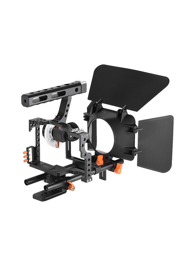 Andoer C500 Aluminum Alloy Camera Camcorder Video Cage Rig Kit Film Making System w/ Matte Box + Follow Focus + Handle + 15mm Rod