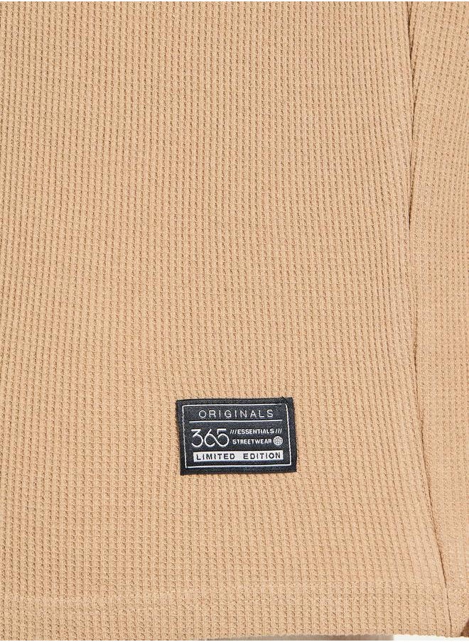 Styli Waffle Knit Oversized T-Shirt with Turn Up Sleeve  - Image 3