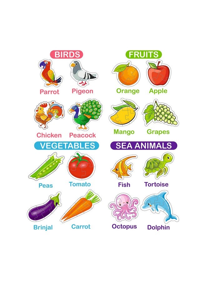 RATNA'S Ratna's Knowledge Bank Junior | 32 Different Jigsaw Puzzle Combo of Birds, Fruits, Flowers, Transports, Vegetables, Sea Animals, Wild Animals & Farm Animals for Kids 2+ Years  - Image 2