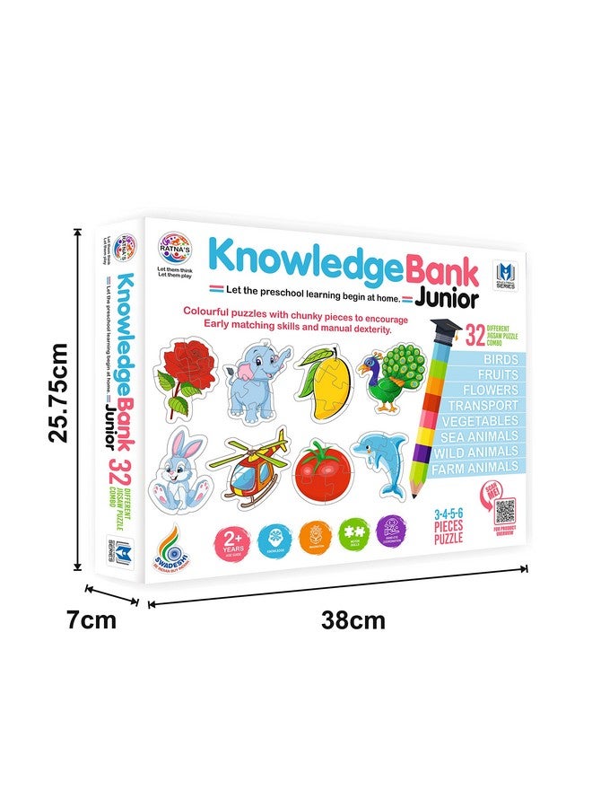 RATNA'S Ratna's Knowledge Bank Junior | 32 Different Jigsaw Puzzle Combo of Birds, Fruits, Flowers, Transports, Vegetables, Sea Animals, Wild Animals & Farm Animals for Kids 2+ Years  - Image 4