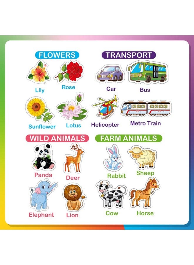 RATNA'S Ratna's Knowledge Bank Junior | 32 Different Jigsaw Puzzle Combo of Birds, Fruits, Flowers, Transports, Vegetables, Sea Animals, Wild Animals & Farm Animals for Kids 2+ Years  - Image 3