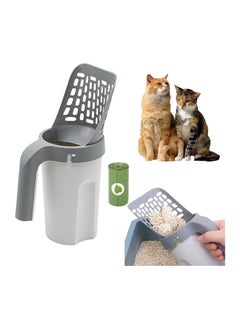 Cat Litter Scoop with Bags, Includes 1 Roll Filler Bag Cat Litter Scoop with Detachable Sifting Scoop with Waste Container