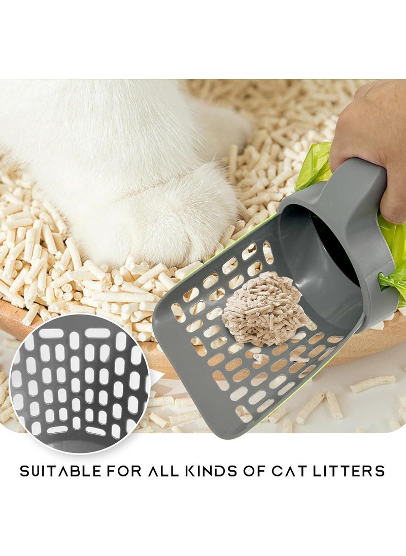 Generic - Cat Litter Scoop with Bags, Includes 1 Roll Filler Bag Cat Litter Scoop with Detachable Sifting Scoop with Waste Container - Image 1