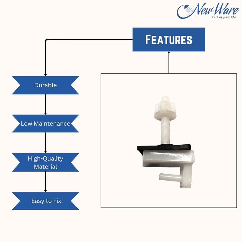 NEW WARE زوج من مفصلات غطاء مقعد المرحاض البلاستيكي نوع بارى مع صندوق تثبيت (بلاستيك؛ أبيض) - Image 5