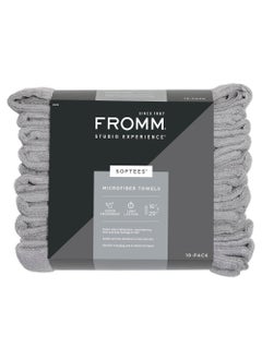 Fromm Fromm Softees Microfiber Salon Hair Towels for Hairstylists, Barbers, Spa, Gym in Grey, 16" by 29", 10 count Perfect Hair Care Towel for Drying Curly, Long, Wavy Hair 