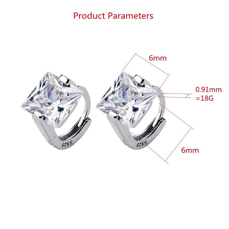 Dtja Princess Cut CZ Tiny Small Hoop Cartilage Earrings for Women Girls 925 Sterling Silver Square Solitaire Crystal Diamond Hypoallergenic Dainty Sleeper Hoops Jewelry Gifts 6mm Inner - Image 5