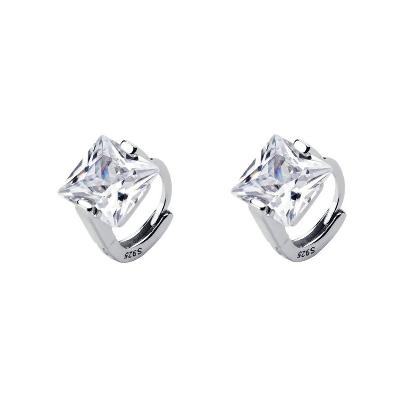 Dtja Princess Cut CZ Tiny Small Hoop Cartilage Earrings for Women Girls 925 Sterling Silver Square Solitaire Crystal Diamond Hypoallergenic Dainty Sleeper Hoops Jewelry Gifts 6mm Inner - Image 1