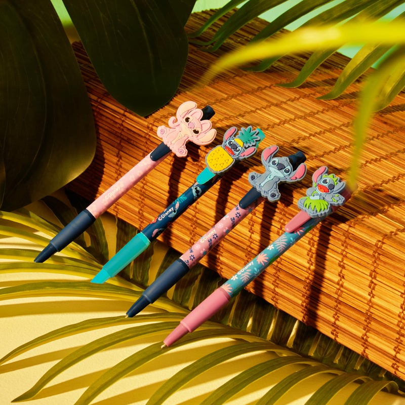 Disney Pens, 4 Cute Pens with Adorable Stitch Toppers, Pretty Pens for Journaling, Drawing, or School Work, Cute Pens for Women & Kids, Stitch School Supplies, Black Ink Ballpoint Pen Set - Image 4