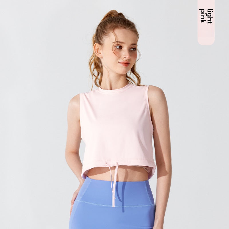 Generic Breathable Fitness Yoga Vest Womens Summer Top shallow powder 