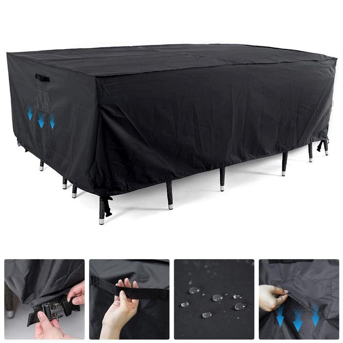 Tempera Outside Table and Chair Covers Outdoor Dining Set Cover Patio Furniture Cover Waterproof Windproof for Winter Rectangle 90L x 60W x 278H Space Grey