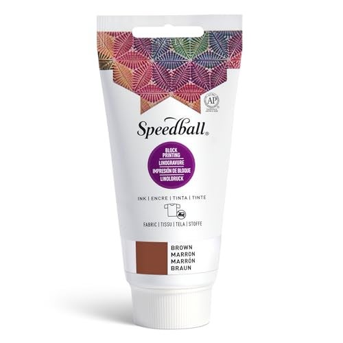Speedball Fabric Block Printing Ink, 2.5-Ounce, Brown - Print on Textiles & Paper - Made in USA - Image 1