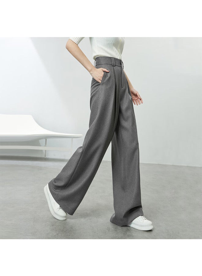 Sentubila High-waisted Slimming Casual Pants For Women, Spring And Autumn Elegant Long Trousers, Loose Wide-leg Pants, Floral Gray, M - Image 2